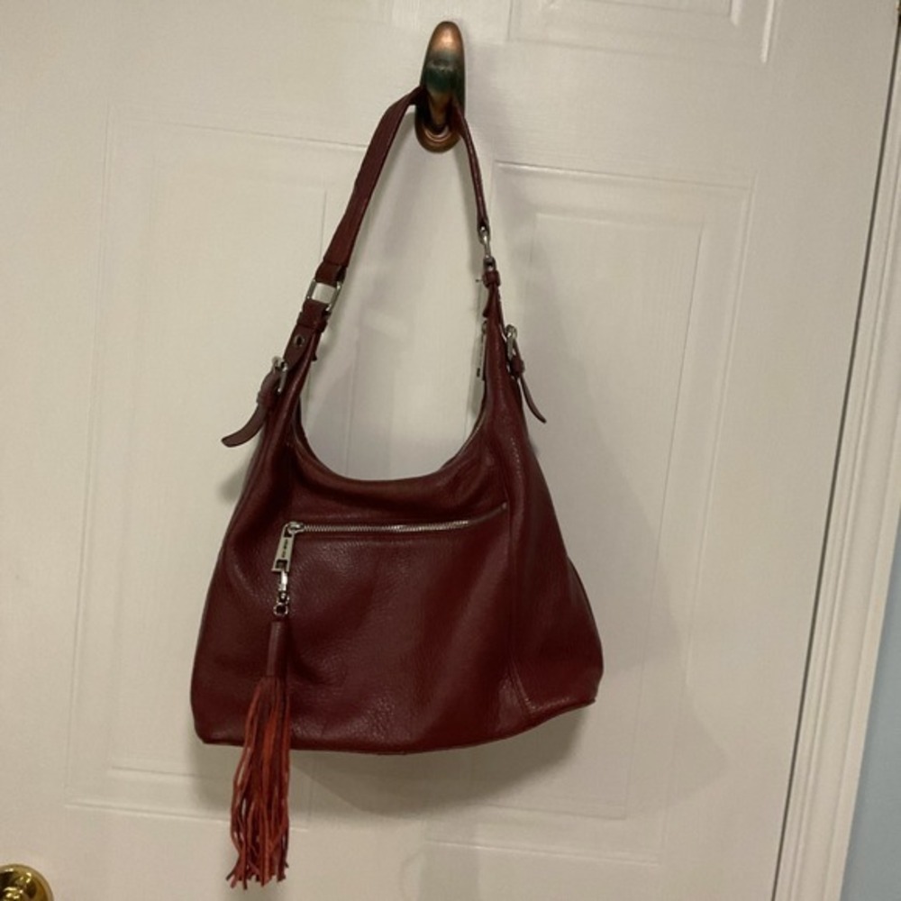 Atelier Noir Rudsak Hobo Bag Womens OS Burgundy Good Pebbled Leather Tassel